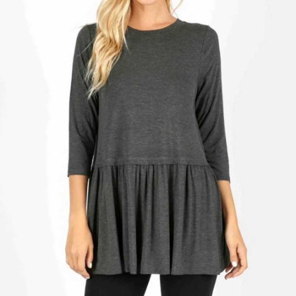 Charcoal Grey Peplum Top